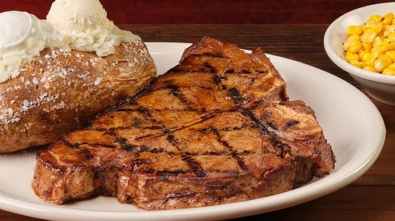A porterhouse T-bone steak from Texas Roadhouse