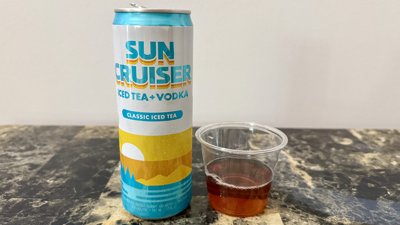 Can and poured sample of Classic Iced Tea Sun Cruiser