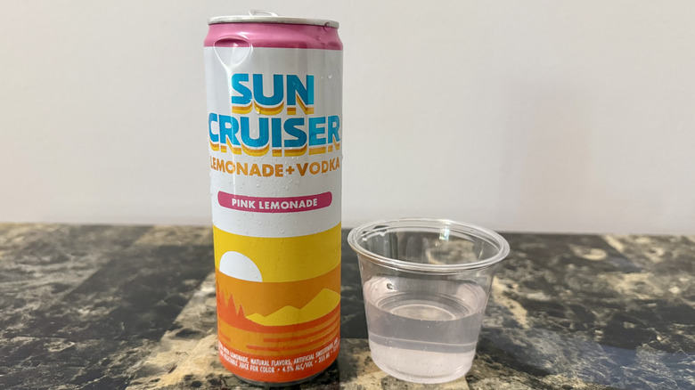Can and poured sample of Pink Lemonade Sun Cruiser