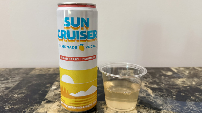 Can and poured sample of Strawberry Lemonade Sun Cruiser