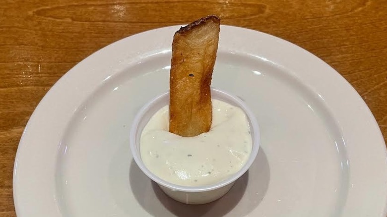 French fry in ramekin of Texas Roadhouse ranch