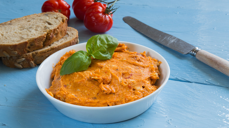 herb tomato butter with basil garnish