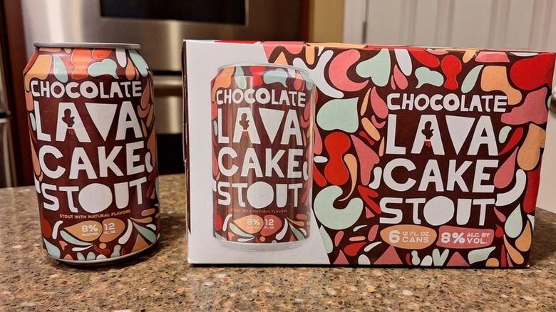 Case of Chocolate Lava Cake Stout on kitchen counter