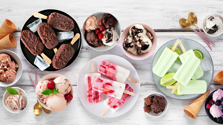 summer ice cream desserts on a picnic table