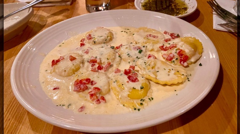 Closeup of a plate of Lobster Ravioli at Carrabba's Italian Grill