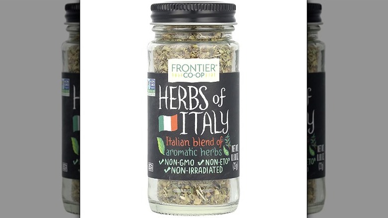 A bottle of Frontier Co-op Herbs of Italy against a white background