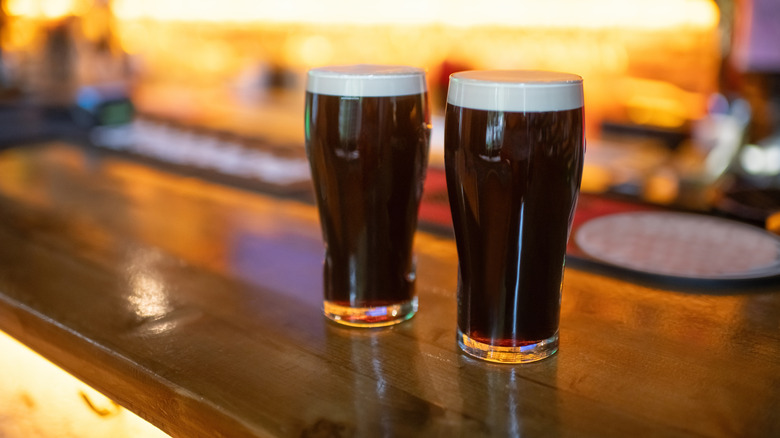 Stout beer on a table