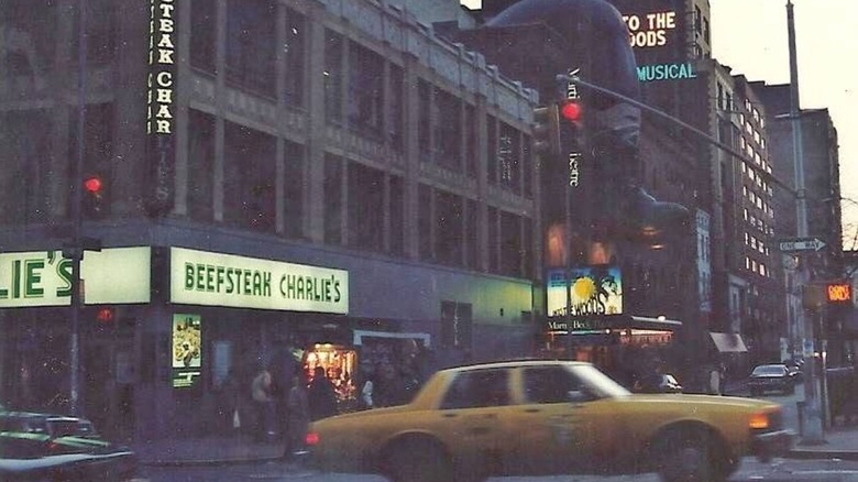 Faded photo of Beefsteak Charlie's in New York City.
