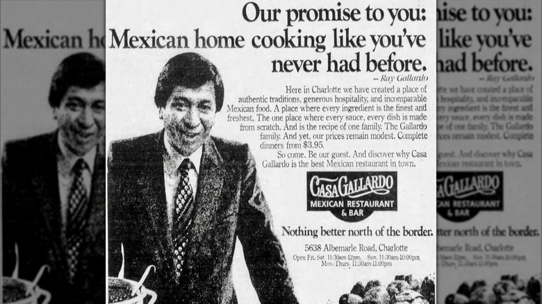 Black and white Casa Gallardo print advertisement features Ray Gallardo