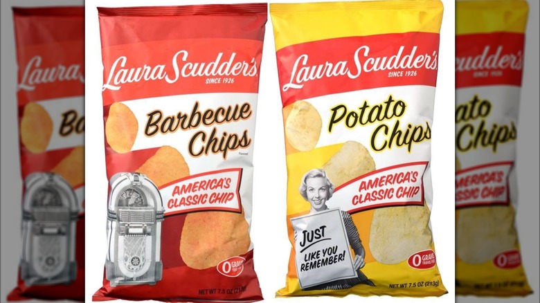 Laura Scudder's potato chip bags side by side