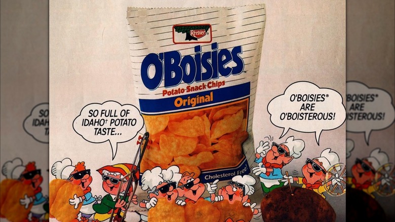 Ad for O'Boisies chips with Keebler elves