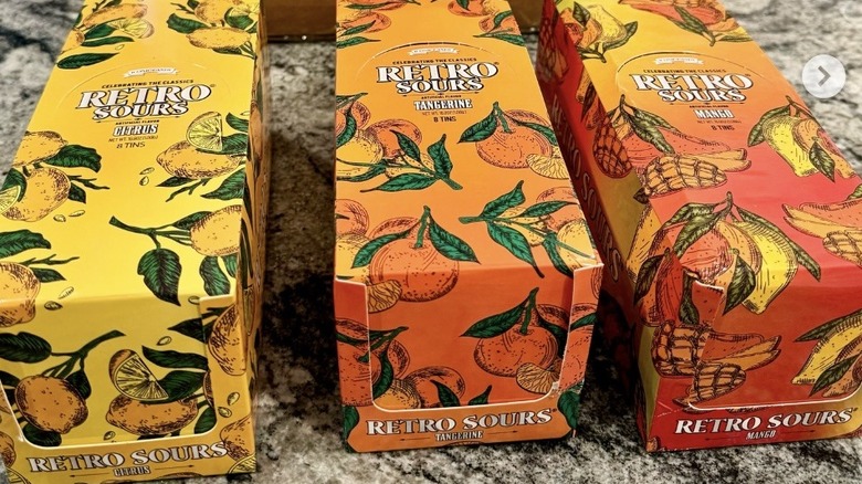 Display cases of Retro Sours on a countertop