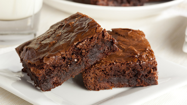 Fresh Homemade Chocolate Brownie against a background