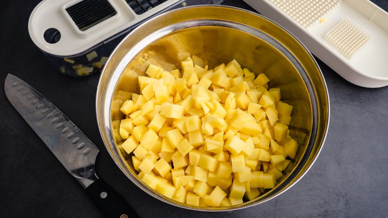 bowl if chopped potato