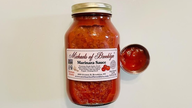 Jar and ramekin of Michaels of Brooklyn Marinara Sauce