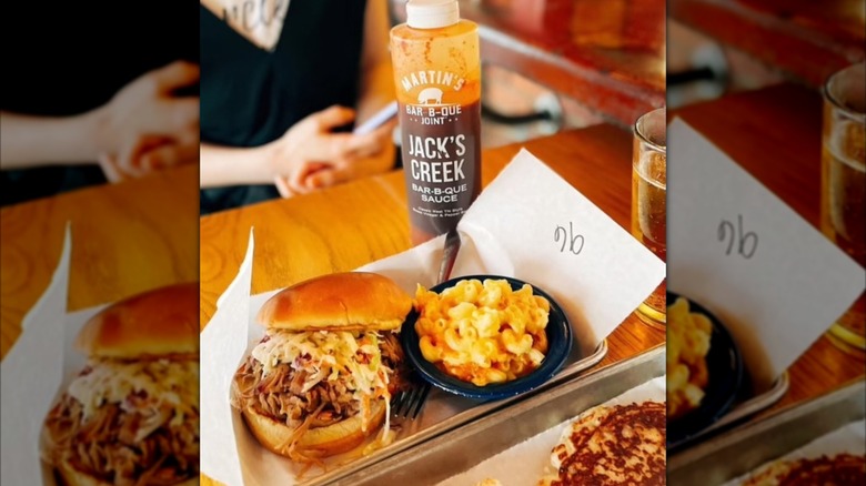 Pulled pork sandwich and mac and cheese from Marin's Bar-B-Que
