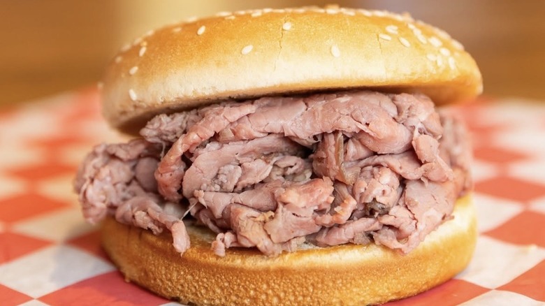 close-up of Lion's Choice sandwich