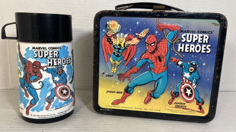 Marvel comics superhero lunchbox with matching Thermos