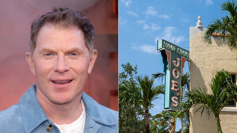 Bobby Flay and Joe's Stone Crab restaurant sign