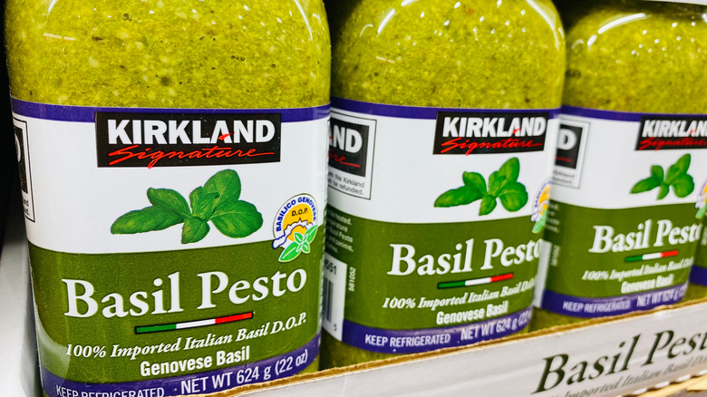 Bottles of Kirkland Pesto