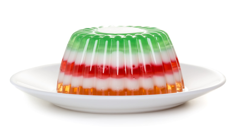 Plate of Jell-O ribbon salad