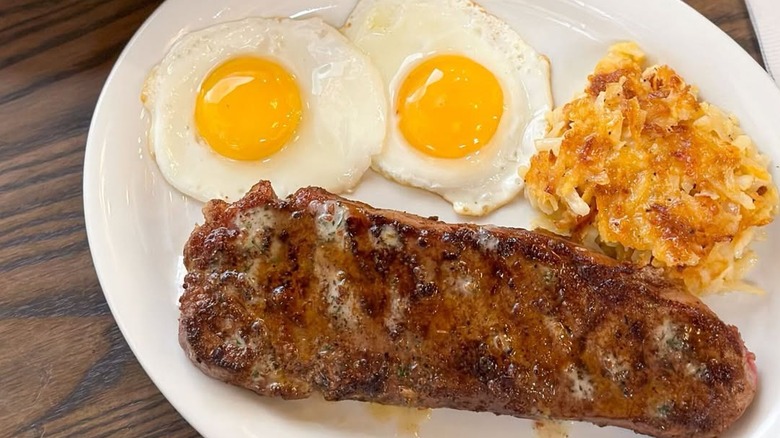 Steak and eggs from Cracker Barrel.