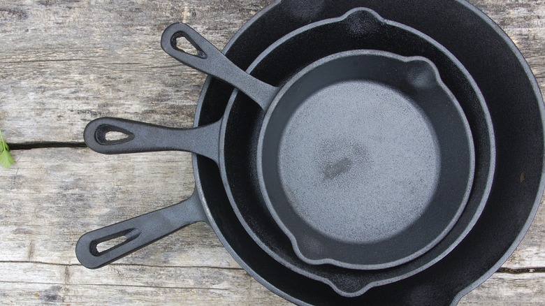 Stack of cast iron pans