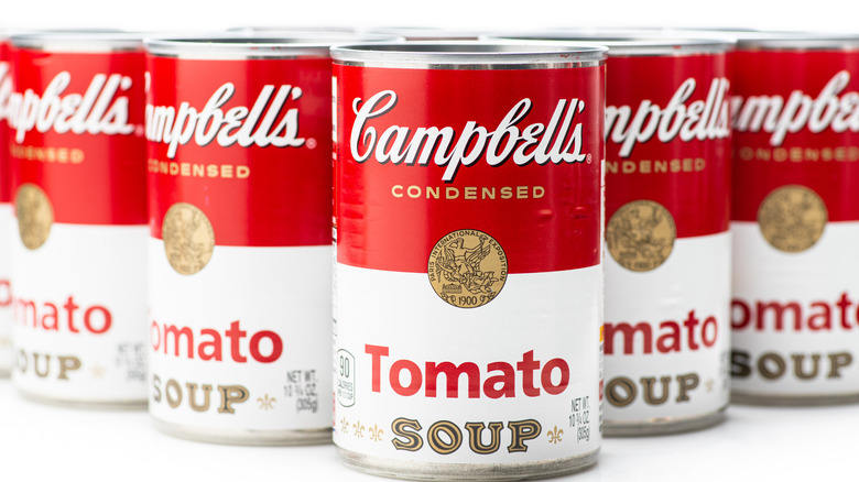 Cans of Campbell's tomato soup 