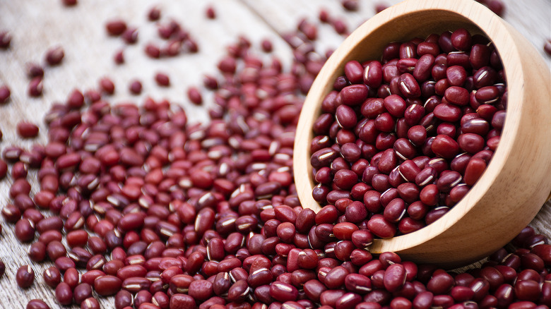adzuki beans in wooden bowl
