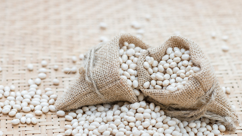 cloth bags of navy beans