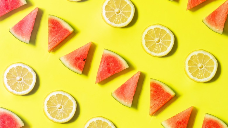 watermelon slices next to lemon slices