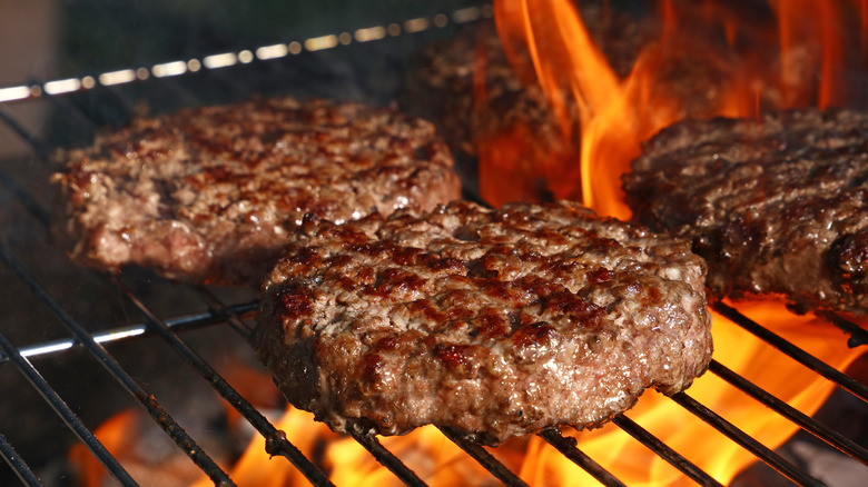 burgers cooking