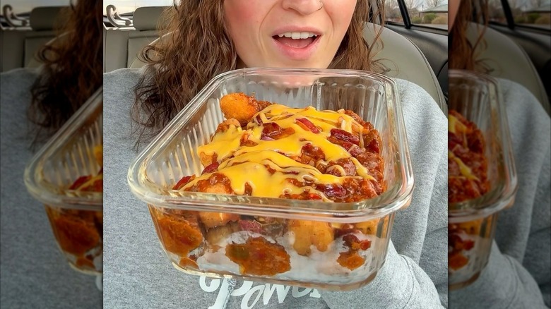 Chili cheese curds made with Culver's curds, chili, and cheese sauce.