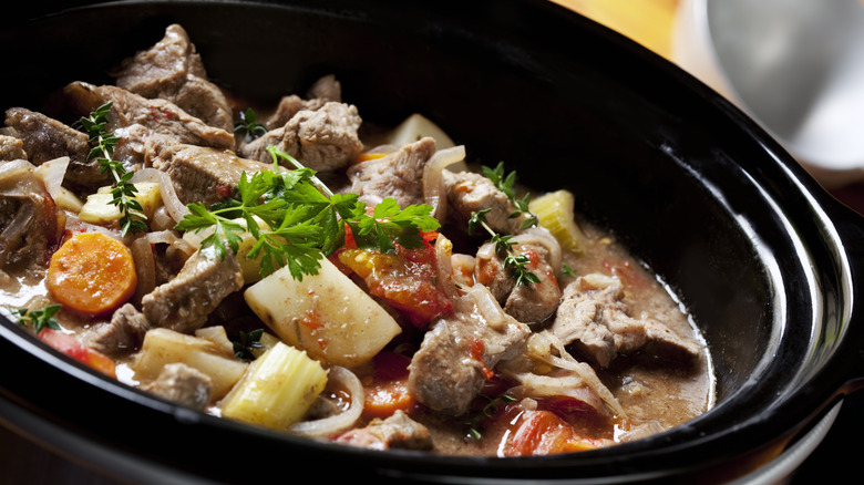A beef and potato slow cooker meal
