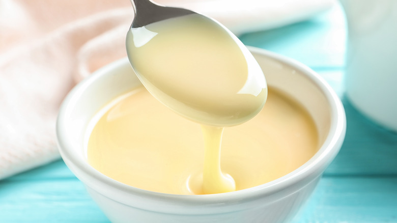 Bowl of sweetened condensed milk