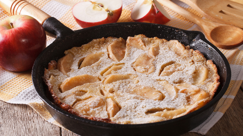 Apple Dutch baby in skillet