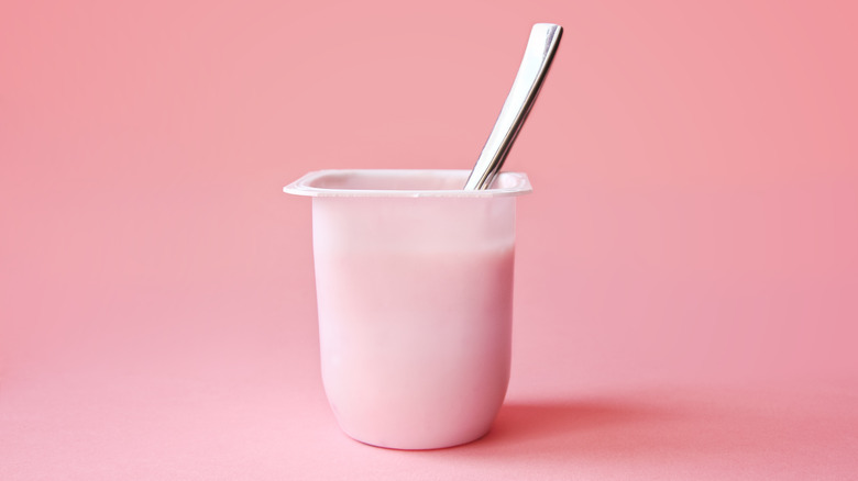 Individual cup of flavored yogurt