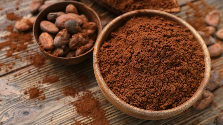 A bowl of cocoa powder.