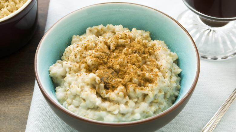bowl of oatmeal with cinnamon
