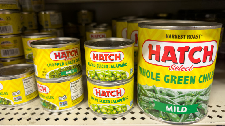 Several cans of green chilies.