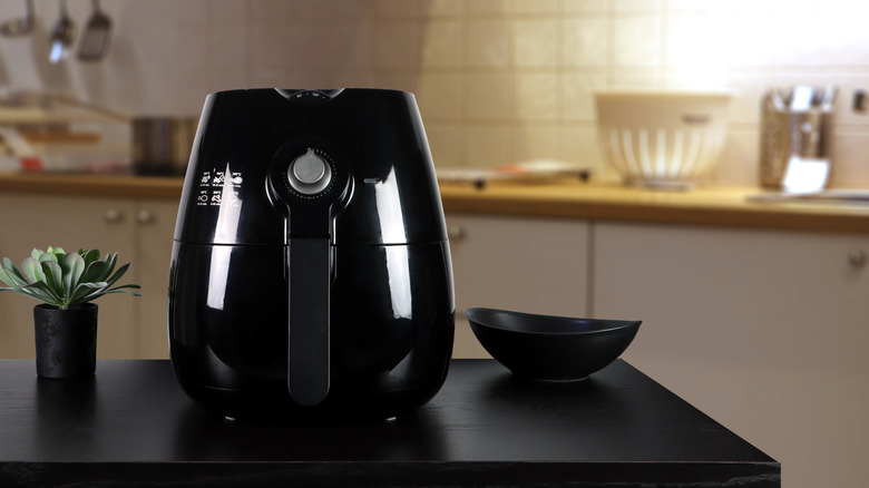 A black air fryer