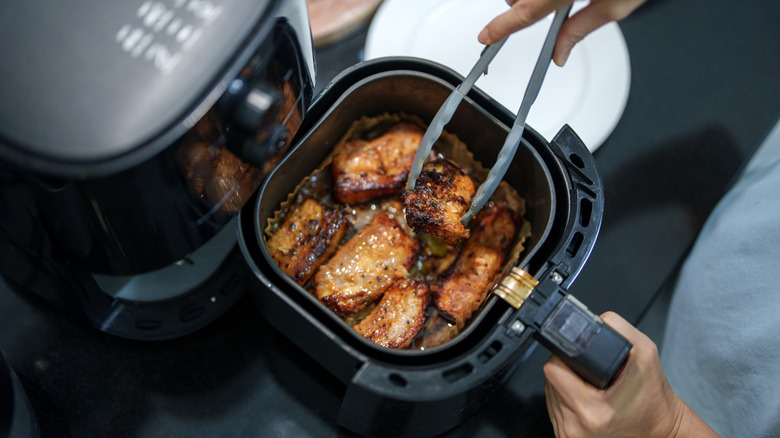 An air fryer in use