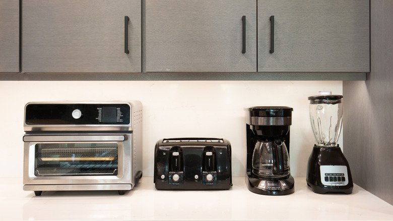 kitchen appliances displayed on counter