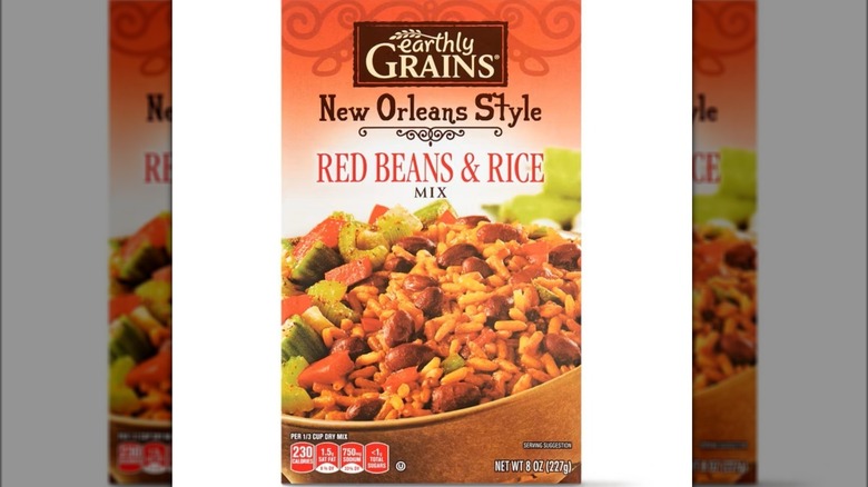a box of Aldi's beans and rice