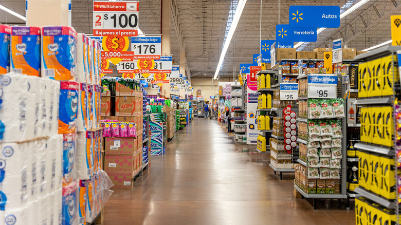 Walmart aisles and prices displayed