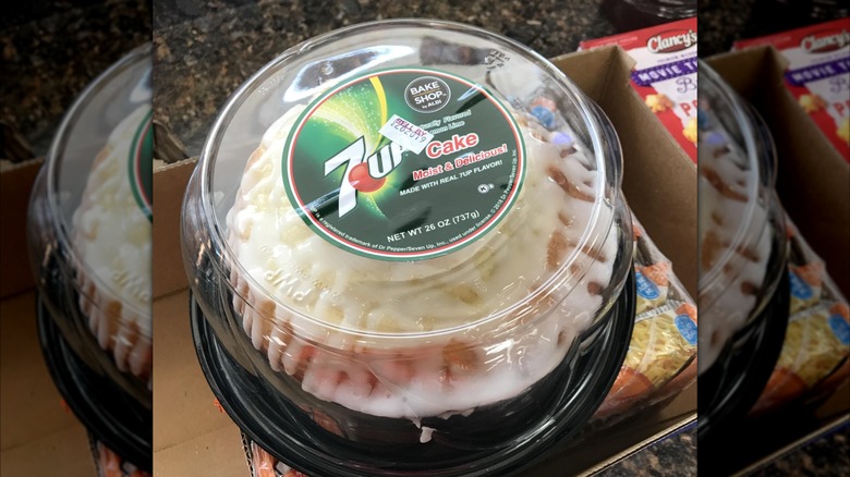 7Up lemon lime cake from Aldi in its packaging.