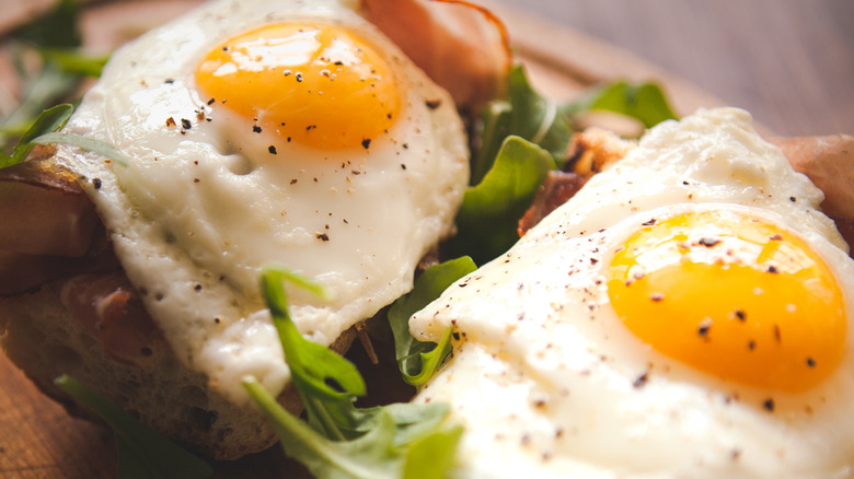 sunny-side up eggs on baguetta