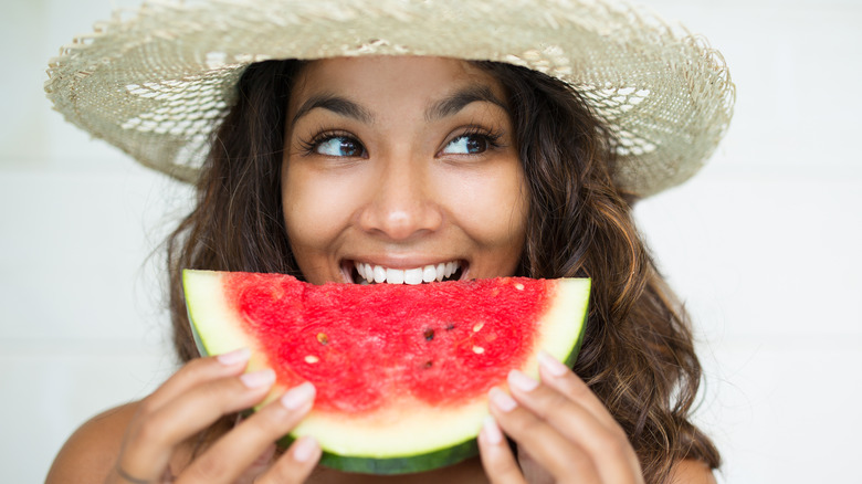 woman with watermelon