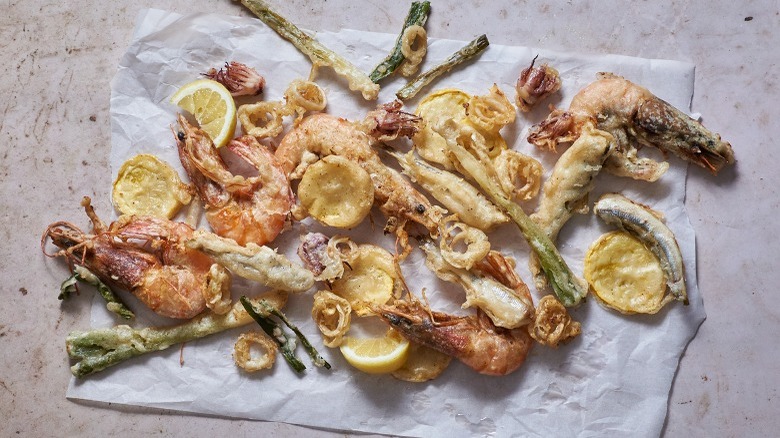 close up of fried prawns