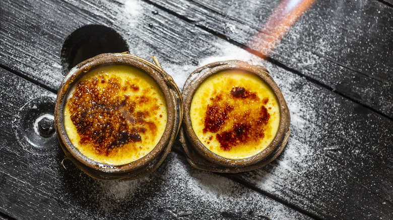 creme brulee portions being torched
